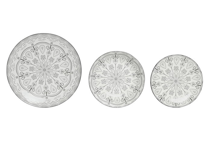 DKD Home Decor Juego de Vajilla de 18 Piezas en Porcelana Gris Claro DKD Home Decor Juego de Vajilla de 18 Piezas en Porcelana Gris Claro