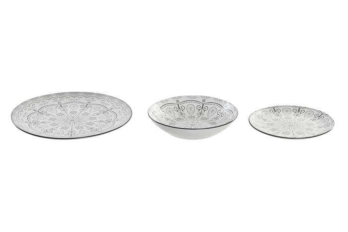 DKD Home Decor Juego de Vajilla de 18 Piezas en Porcelana Gris Claro DKD Home Decor Juego de Vajilla de 18 Piezas en Porcelana Gris Claro