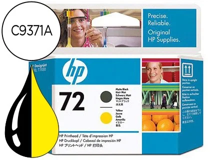 HP Cabezal de impresión 72 C9384A Negro mate y Amarillo