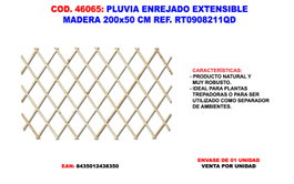 Pluvia Enrejado Extensible de Madera 200x50 cm RT0908211QD