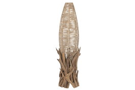 DKD Home Decor Lámpara de Pie de Teca Natural Hecha a Mano