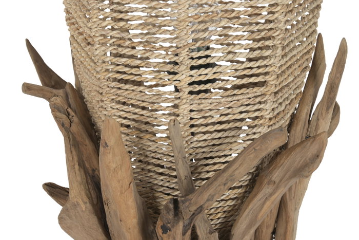 DKD Home Decor Lámpara de Pie de Teca Natural Hecha a Mano DKD Home Decor Lámpara de Pie de Teca Natural Hecha a Mano