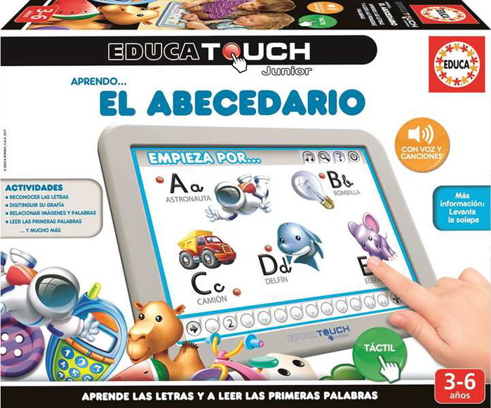 Educa Touch Junior - Juego Educativo Aprendo El Abecedario, Interactivo con Pantalla Táctil, Para Niños de 3 a 6 Años (Español e Inglés)