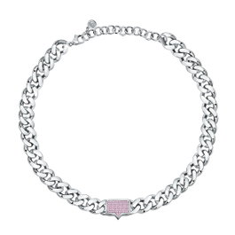 Chiara Ferragni Collar Chain Neck SIV Pave Pink CZ 38+7cm
