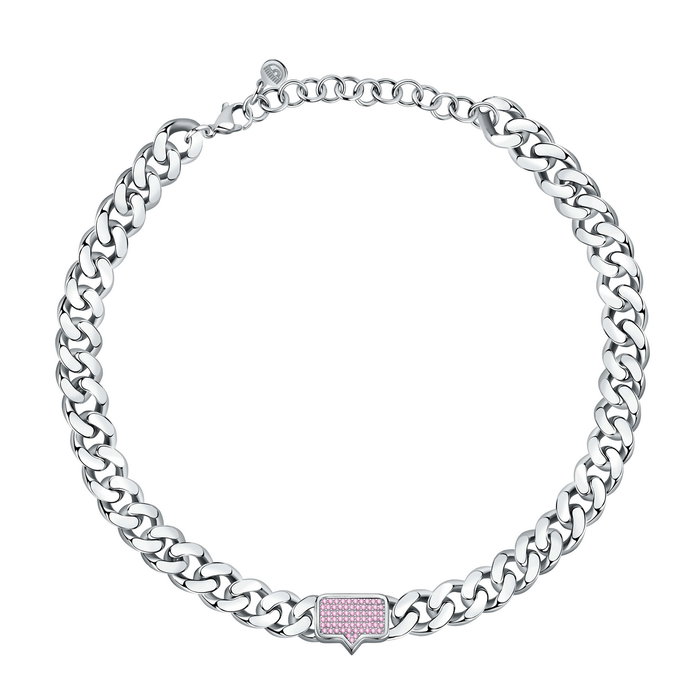 Chiara Ferragni Collar Chain Neck SIV Pave Pink CZ 38+7cm Chiara Ferragni Collar Chain Neck SIV Pave Pink CZ 38+7cm