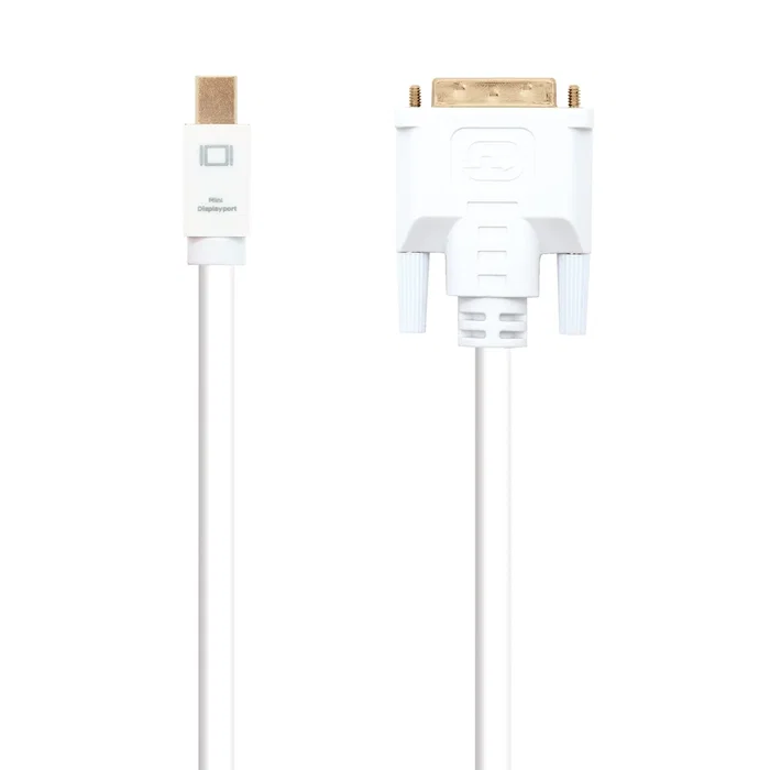 Nanocable 10.15.4202 Cable Adaptador Mini DisplayPort a DVI Macho 2m Blanco - 1080p @ 60Hz, Full HD, Contactos Bañados en Oro