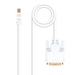 Nanocable 10.15.4202 Cable Adaptador Mini DisplayPort a DVI Macho 2m Blanco - 1080p @ 60Hz, Full HD, Contactos Bañados en Oro