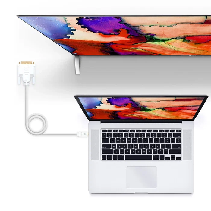 Nanocable 10.15.4202 Cable Adaptador Mini DisplayPort a DVI Macho 2m Blanco - 1080p @ 60Hz, Full HD, Contactos Bañados en Oro