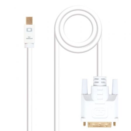 Nanocable Cable Adaptador o Conversor Mini DisplayPort Macho a DVI Macho de 2 Metros para Conectar Pantalla o Monitor, Color Blanco