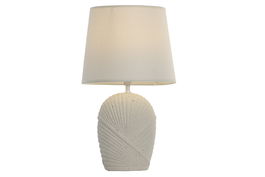 DKD Home Decor - Lámpara de Sobremesa Urban, Gres y Poliéster, 25x43x25 cm, Color Crudo/Blanco, con Bombilla E14 (220V, 25W)