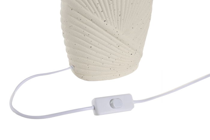 DKD Home Decor - Lámpara de Sobremesa Urban, Gres y Poliéster, 25x43x25 cm, Color Crudo/Blanco, con Bombilla E14 (220V, 25W)