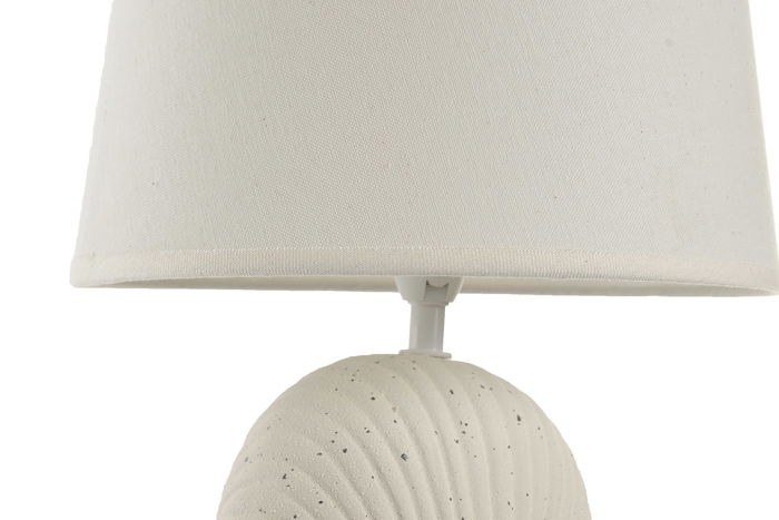 DKD Home Decor - Lámpara de Sobremesa Urban, Gres y Poliéster, 25x43x25 cm, Color Crudo/Blanco, con Bombilla E14 (220V, 25W)