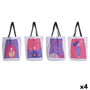 DKD Home Decor Bolsa Love is in the Air 23 Urban Multicolor Blanco Canvas Poliester 43 x 15 x 40 cm (4 Unidades)