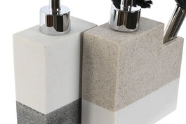 DKD Home Decor Dosificador Beige Blanco Resina ABS 11 x 9.3 x 16.6 cm (4 Unidades)