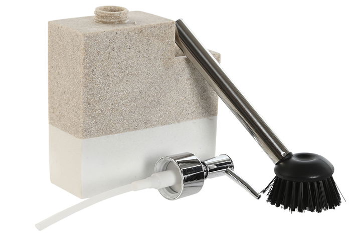 DKD Home Decor Dosificador Beige Blanco Resina ABS 11 x 9.3 x 16.6 cm (4 Unidades)