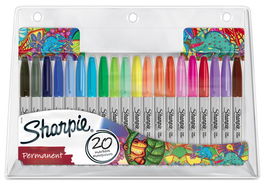 Rotulador Permanente Sharpie Fine Bolsa De 20 (Negro, Azul, Rojo, Verde, Naranja Claro, Naranja Oscuro, Lima, Amarillo, Magenta, Menta, Gris, Azul Marino, Azul Claro, Turquesa, Azul Medio, Melocotón, Rosa Fucsia, Frambuesa, Marrón, Morado)