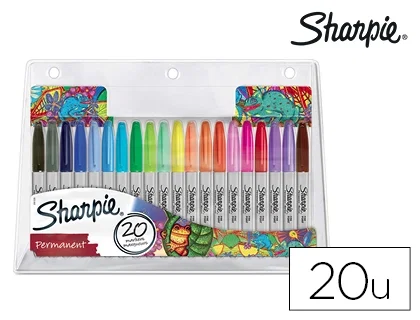 Sharpie Rotulador Permanente Punta Fina, Set de 20 Colores Surtidos Sharpie Rotulador Permanente Punta Fina, Set de 20 Colores Surtidos