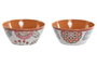 DKD Home Decor Cuencos de Melamina Mandala 2024, Surtido Blanco y Terracota, 12 unidades