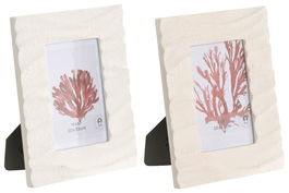DKD Home Decor Hangzhou design 26b Marco de Fotos 10x15 Mediterráneo Beige Blanco Simil Piedra Cemento (4 Unidades)