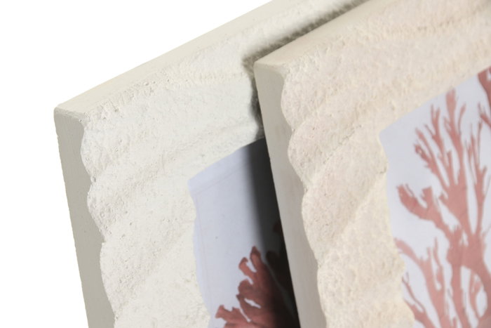 DKD Home Decor Hangzhou design 26b Marco de Fotos 10x15 Mediterráneo Beige Blanco Simil Piedra Cemento (4 Unidades)
