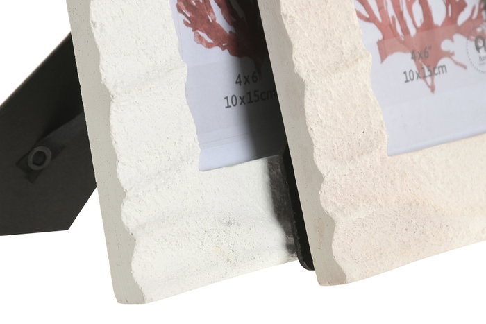 DKD Home Decor Hangzhou design 26b Marco de Fotos 10x15 Mediterráneo Beige Blanco Simil Piedra Cemento (4 Unidades)