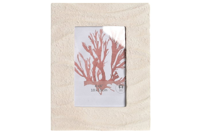 DKD Home Decor Hangzhou design 26b Marco de Fotos 10x15 Mediterráneo Beige Blanco Simil Piedra Cemento (4 Unidades)
