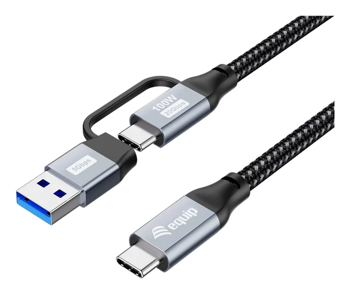 EQUIP Cable 2 en 1 USB 3.2 Gen 2x2 C a C/A, 2.0m, Negro EQUIP Cable 2 en 1 USB 3.2 Gen 2x2 C a C/A, 2.0m, Negro