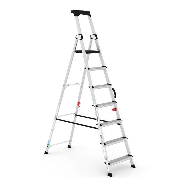 Persum Escalera profesional Delux de aluminio de 7 peldaños Persum Escalera profesional Delux de aluminio de 7 peldaños