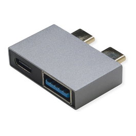 ROLINE Adaptador USB 3.2 Gen 2, 2x USB Type C a 1x USB A + 1x USB C, Plata