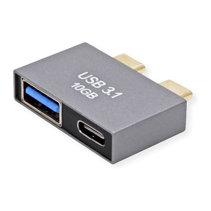 ROLINE Adaptador USB 3.2 Gen 2, 2x USB Type C a 1x USB A + 1x USB C, Plata ROLINE Adaptador USB 3.2 Gen 2, 2x USB Type C a 1x USB A + 1x USB C, Plata