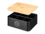 KINVARA Caja de 6 huecos con tapa de bambú Negro