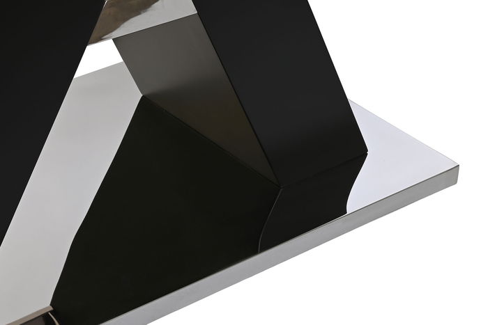 DKD Home Decor Mesa Comedor Moderno Negro Cristal Templado MDF Acero 180 x 90 x 76 cm