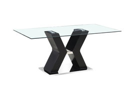DKD Home Decor Mesa de Comedor de Cristal Templado y MDF Negro 180x90x76