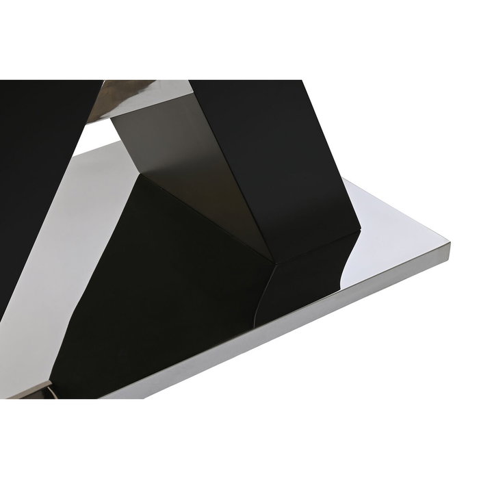 DKD Home Decor Mesa de Comedor de Cristal Templado y MDF Negro 180x90x76