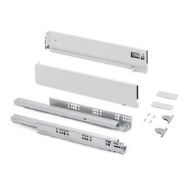 Emuca Cajón exterior Vertex con regulación 3D de altura 93mm, 40kg, profundidad 350mm, Acero, Pintado blanco