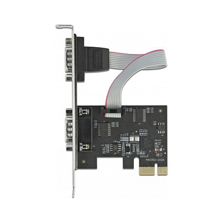 DeLOCK 2x seriell PCI Express Adapter, Tarjeta PCIe x1 a 2 Puertos Serie RS-232, Compatible con Windows 10 y 8.1, Controladores Incluidos