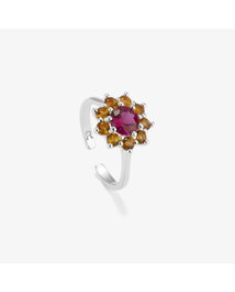 Radiant Anillo Silver con Piedra Rosa ROSETONES Gris