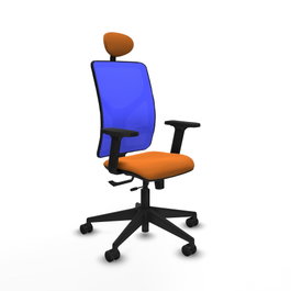 PIQUERAS Y CRESPO Silla de oficina Motilla con mecanismo Sincro/Traslack Naranja y Azul