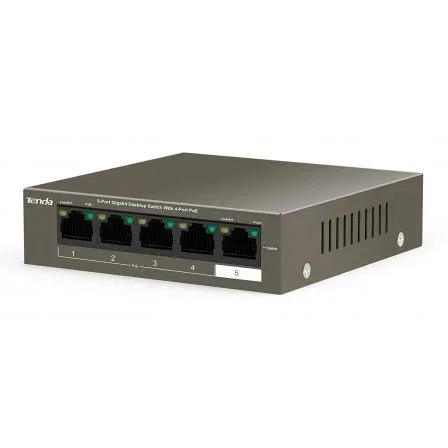 Switch Tenda TEG1105P-4-63W 4 Puertos/ RJ-45 10/100/1000 PoE Switch Tenda TEG1105P-4-63W 4 Puertos/ RJ-45 10/100/1000 PoE