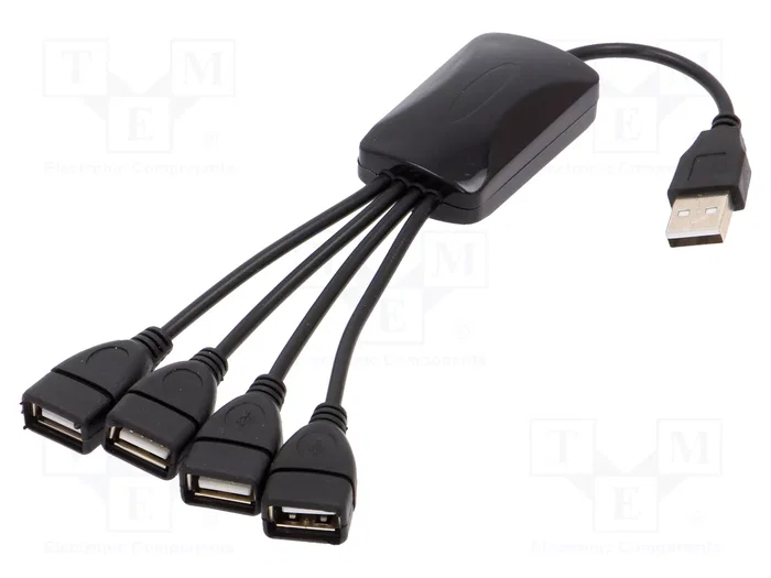 Akyga Hub USB 2.0 AK-AD-13 de 4 puertos, negro Akyga Hub USB 2.0 AK-AD-13 de 4 puertos, negro