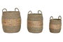 DKD Home Decor Set de 3 Cestas de Jacinto de Agua Natural