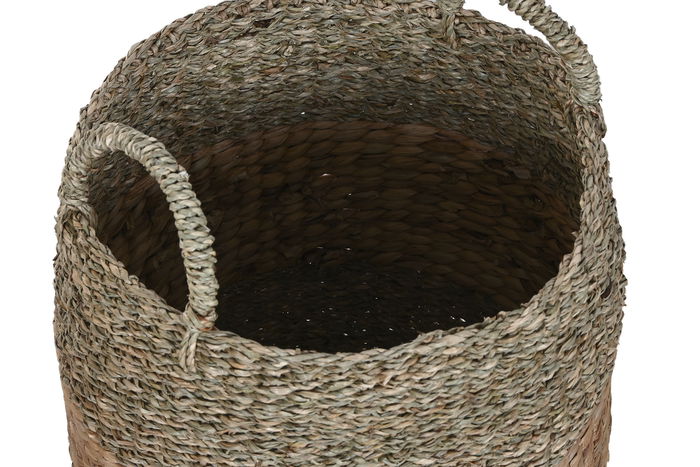 DKD Home Decor Cesta Tropical Jacinto de agua Natural Set de 3 Piezas 40 x 40 x 44 cm