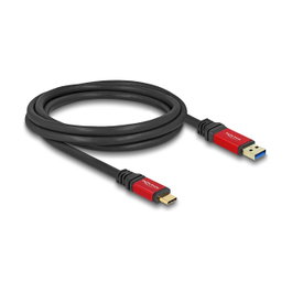 DeLOCK Cable USB Tipo-A a USB Type-C 10 Gbps 2 m Rojo Metal