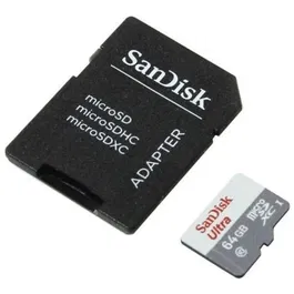 SanDisk Tarjeta de Memoria microSDXC Ultra 64GB Clase 10 100MB/s Adaptador SDSQUNR-064G-GN3MA