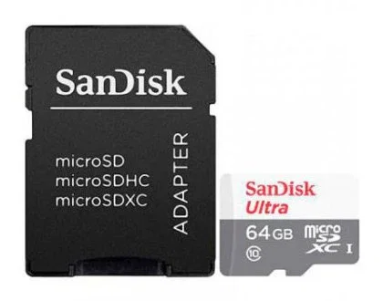 SanDisk Tarjeta de Memoria Ultra microSDXC 64GB Clase 10 con Adaptador - 100 MB/s de Velocidad de Lectura