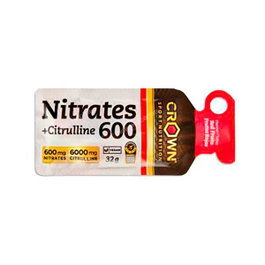 CROWN SPORT NUTRITION Nitrates 600 + Citrulline Frutos Rojos - Precursor Óxido Nítrico - 32g Shot Gel Monodosis - Vegano - Certificado Informed-Sport