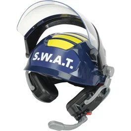 Klein Disfraz Casco SWAT 8809 - Visera Retráctil con Auriculares y Micrófonos de Imitación, para Policía, para Mayores de 3 Años
