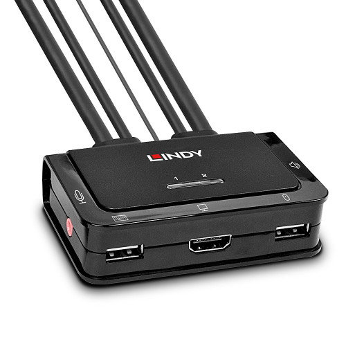 LINDY Interruptor KVM 42345 de 2 puertos HDMI 2.0 4K Ultra HD - Negro, Montaje en Rack LINDY Interruptor KVM 42345 de 2 puertos HDMI 2.0 4K Ultra HD - Negro, Montaje en Rack