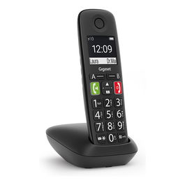 Gigaset E290A Teléfono Inalámbrico DECT Analógico con Contestador, Pantalla 2 Pulgadas, 150 Contactos, Botones Grandes, Negro
