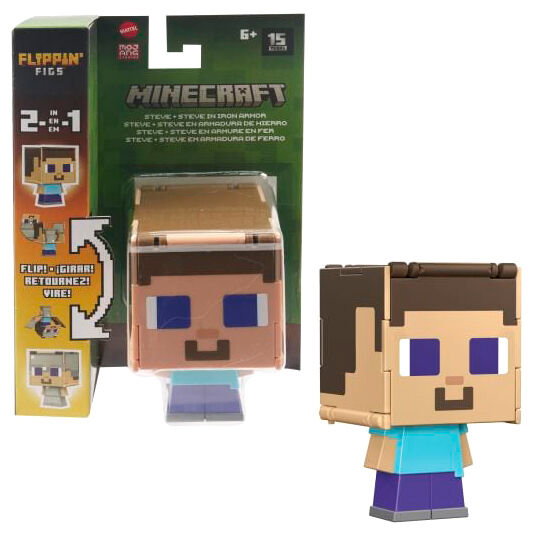 Mattel Figura Minecraft Flippin Figs Intercambiable 9,5cm para Niños y Niñas a partir de 6 Años